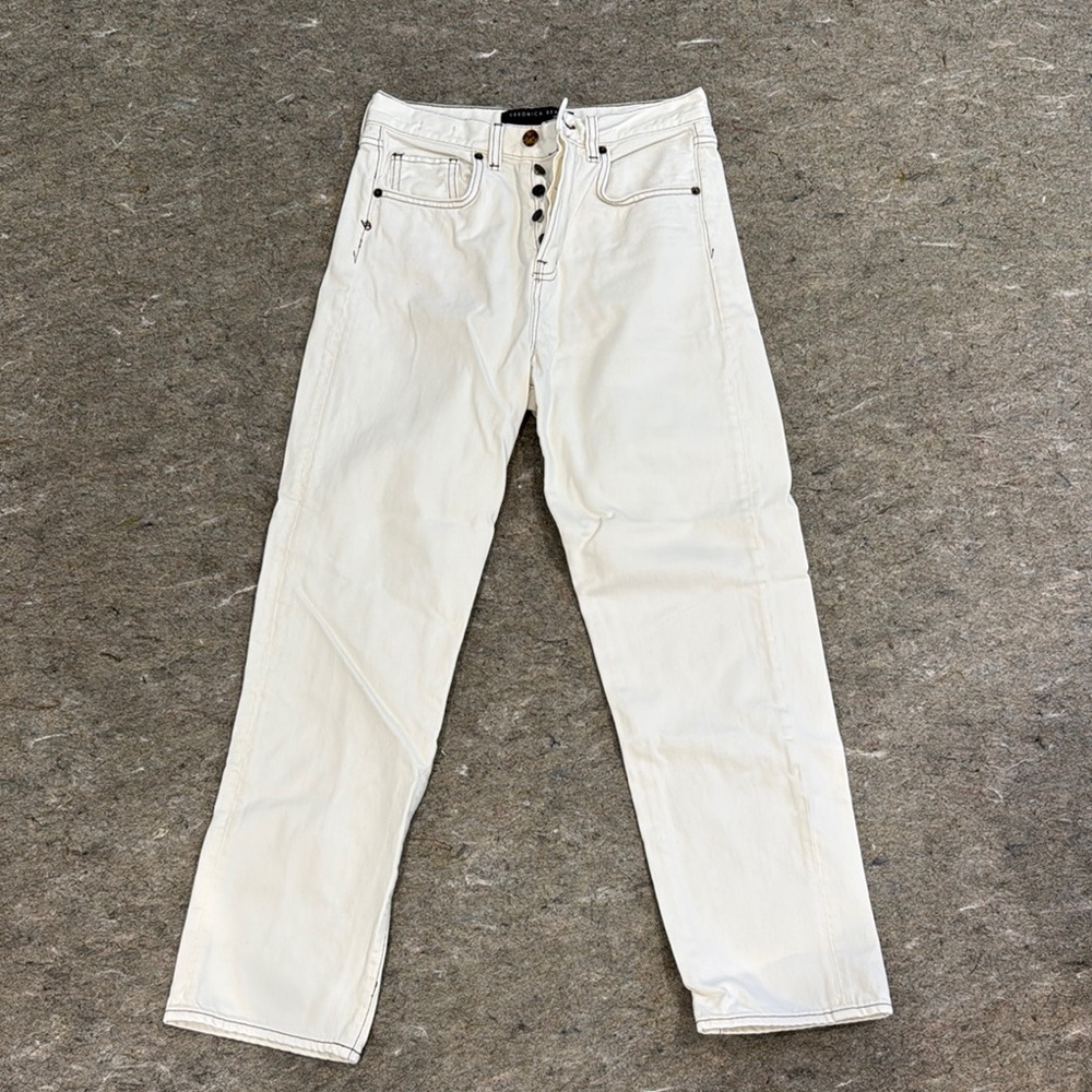 Veronica Beard Blake Classic Straight Women’s High Rise White Jeans Size 27